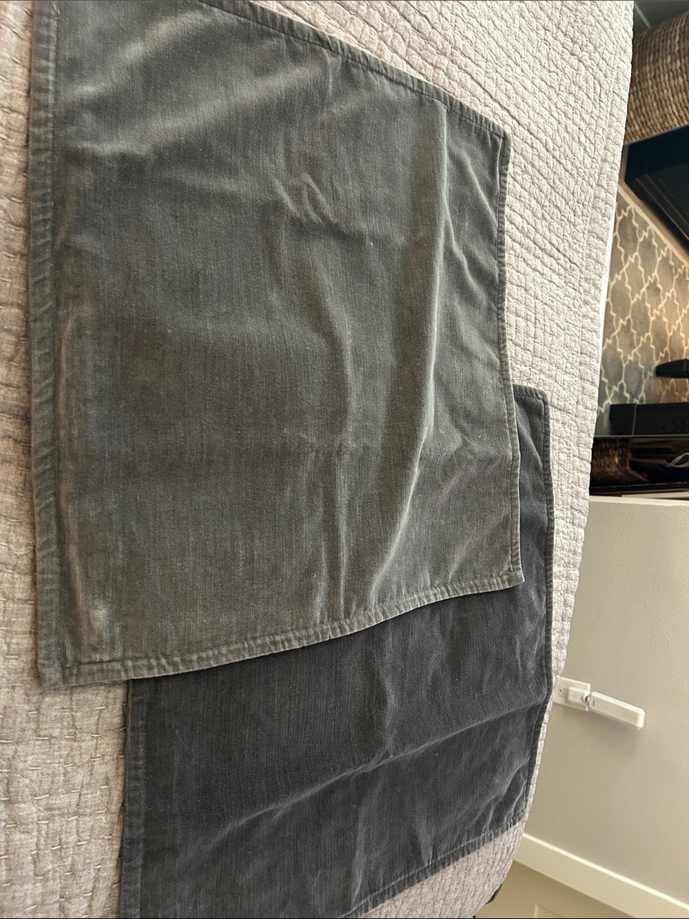 Set of 2 Pottery Barn 20” charcoal gray velvet pillow covers